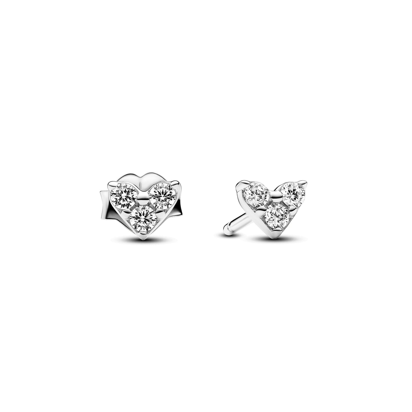 Triple Stone Heart Stud Earrings Popular Style Premium Collection