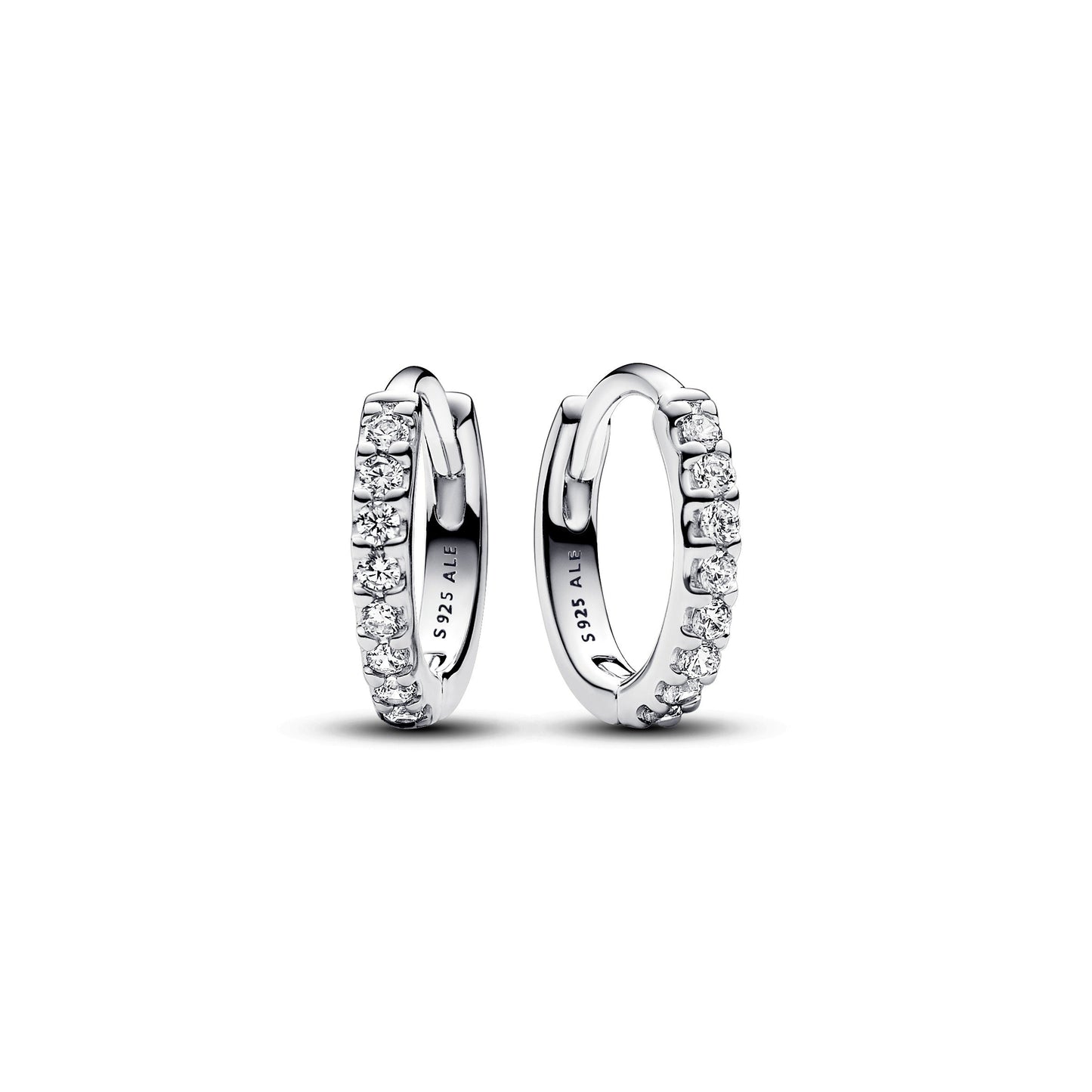 Sparkling Huggie Hoop Earrings in Sterling Silver Popular Style Premium Collection
