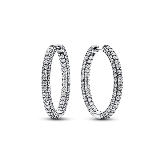 Pandora Timeless Pavé Single-row Hoop Earrings Popular Style Premium Collection