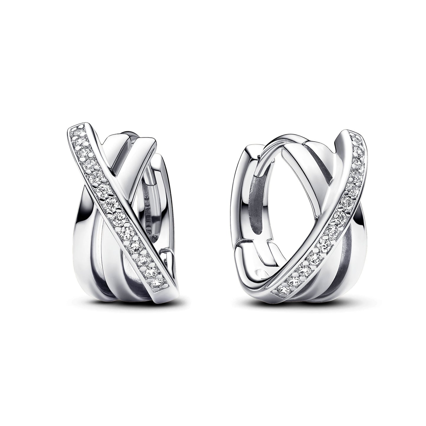 Crossover Pavé Hoop Earrings Popular Style Premium Collection