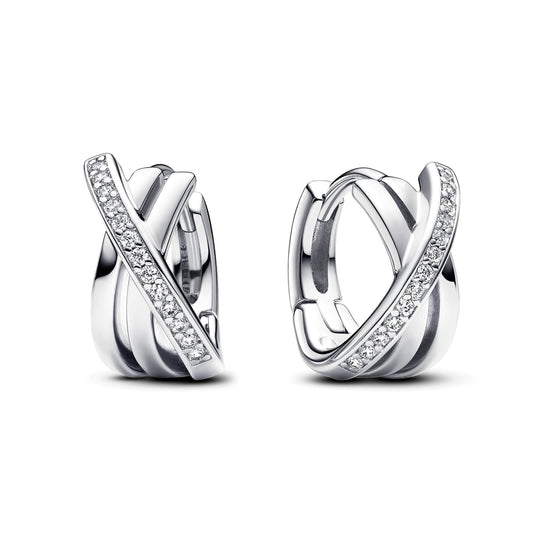 Crossover Pavé Hoop Earrings Popular Style Premium Collection
