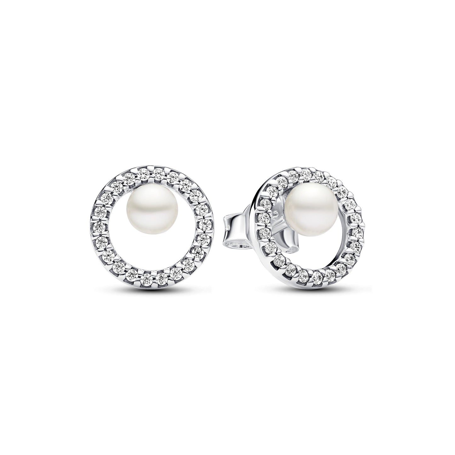 Treated Freshwater Cultured Pearl & Pavé Halo Stud Earrings Popular Style Premium Collection