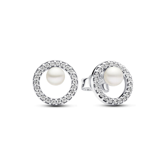 Treated Freshwater Cultured Pearl & Pavé Halo Stud Earrings Popular Style Premium Collection