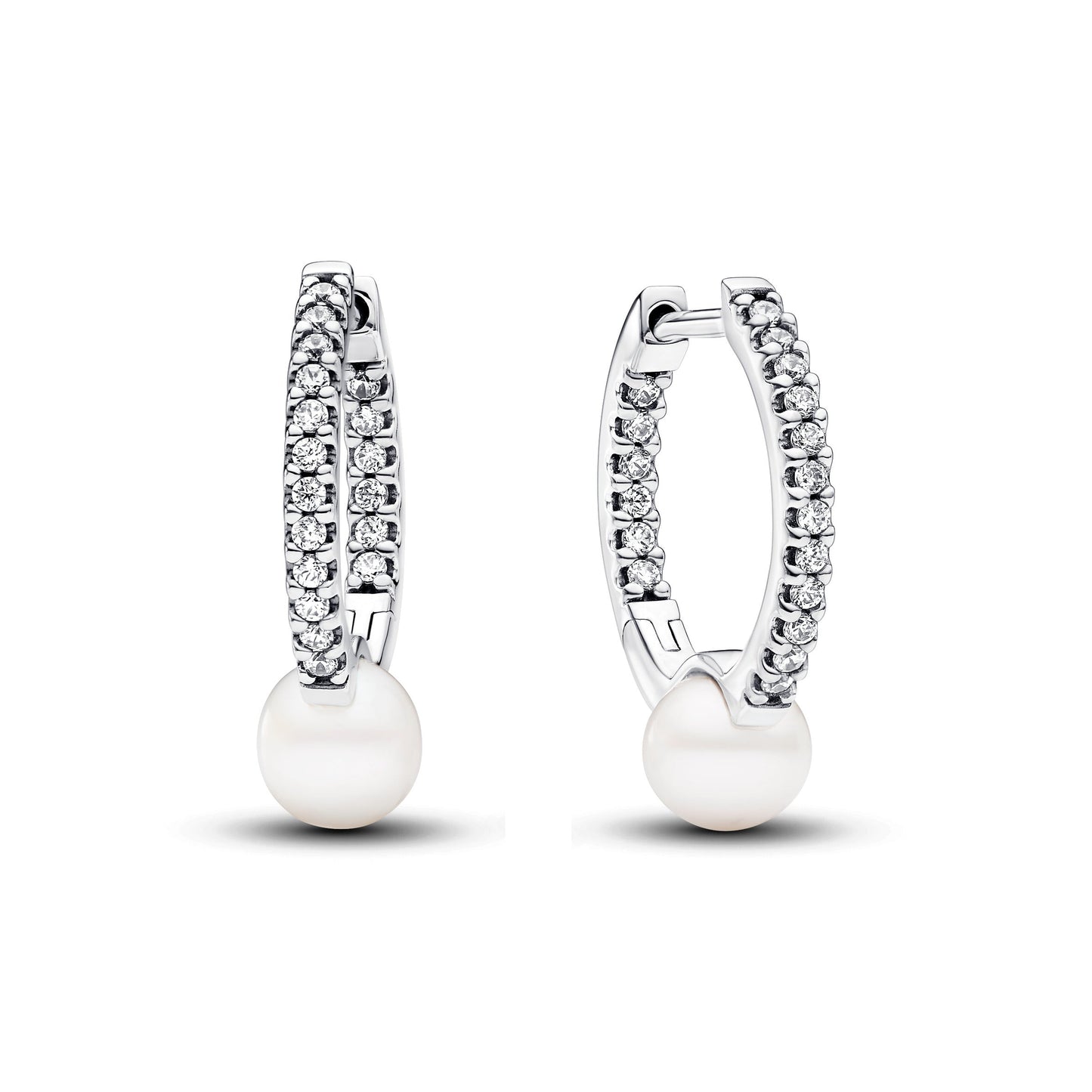 Treated Freshwater Cultured Pearl & Pavé Hoop Earrings Popular Style Premium Collection