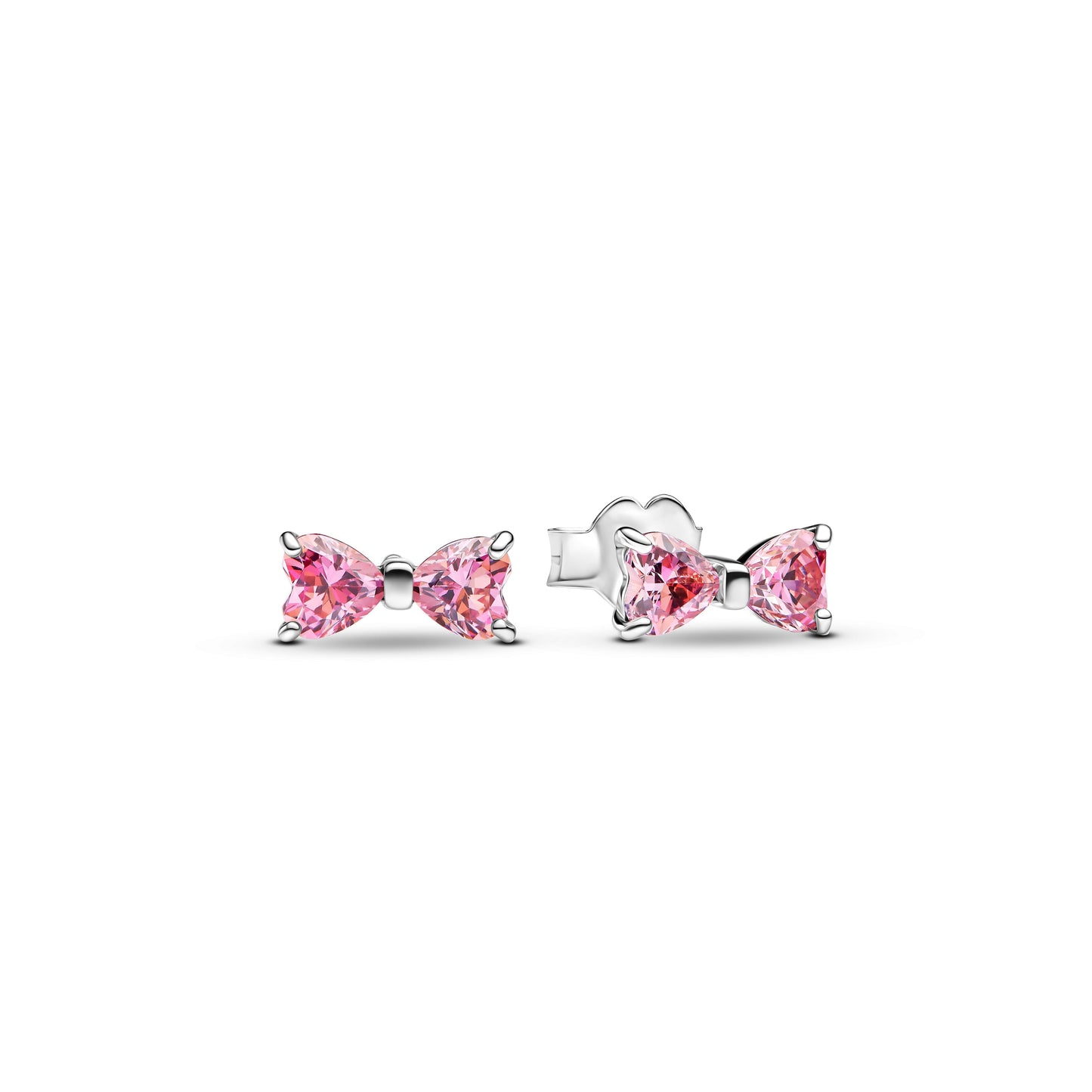 Sparkling Pink Bow Stud Earrings Popular Style Premium Collection