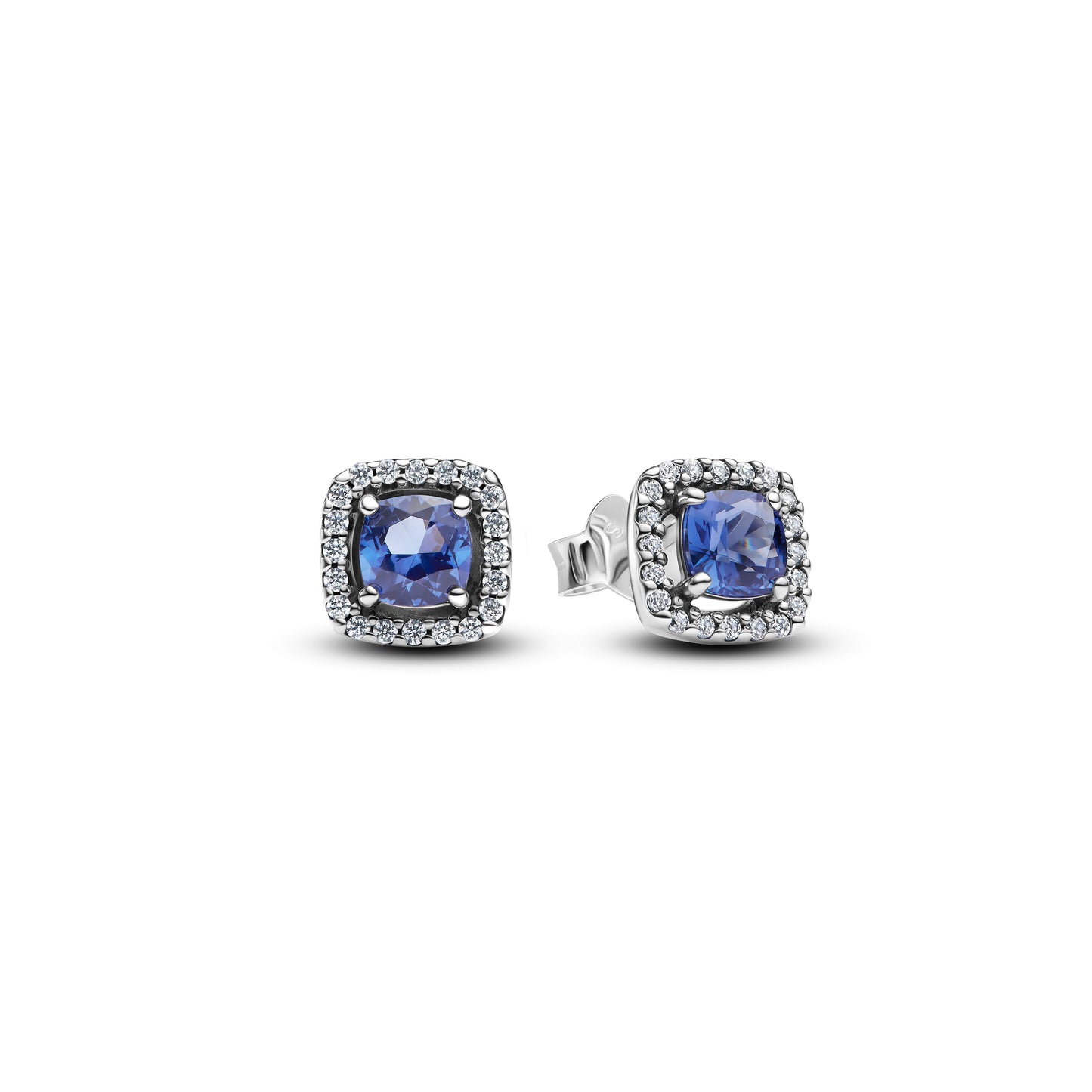 Sparkling Square Blue Halo Stud Earrings Popular Style Premium Collection