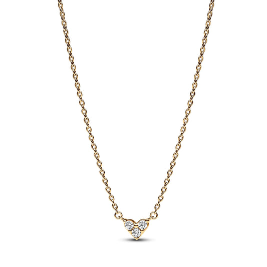 Triple Stone Heart Collier Necklace Premium Fashion Jewelry Gift Collection
