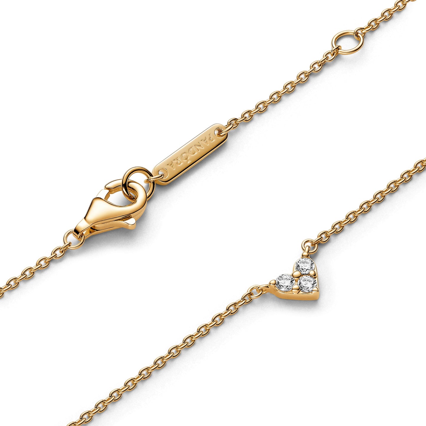 Triple Stone Heart Collier Necklace Premium Fashion Jewelry Gift Collection