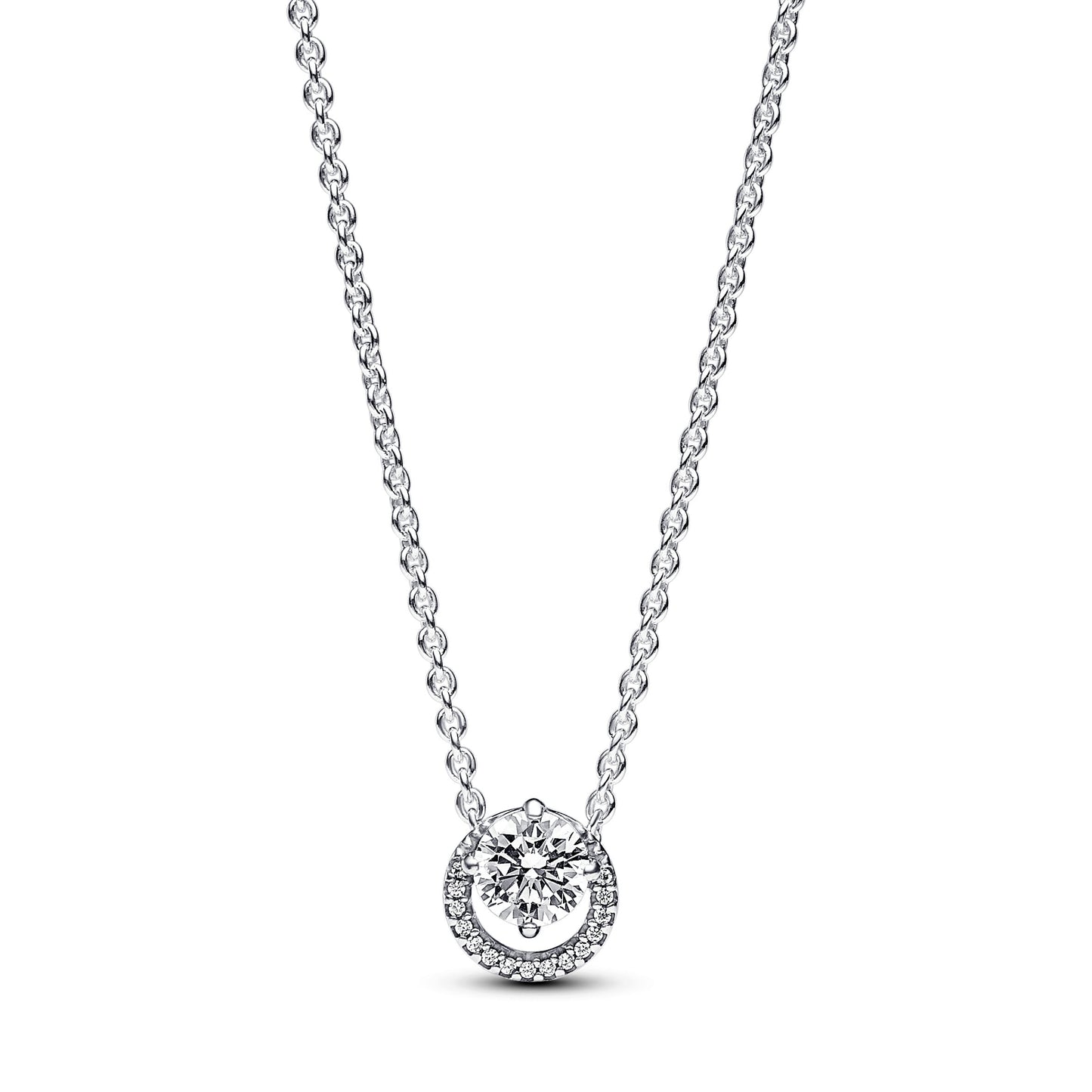 Sparkling Round Halo Pendant Collier Necklace Premium Fashion Jewelry Gift Collection