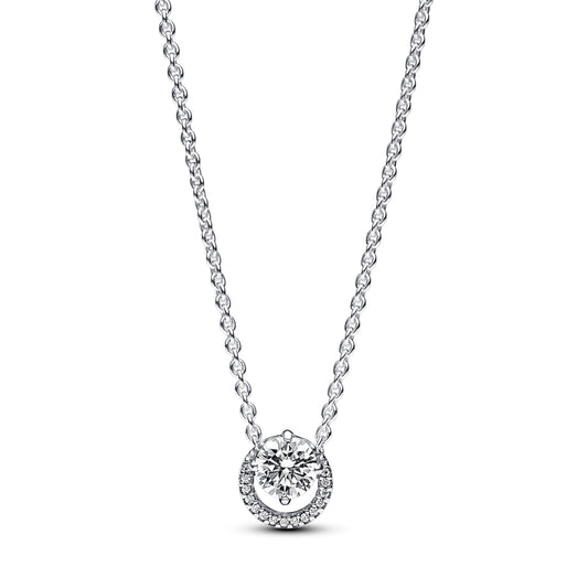 Sparkling Round Halo Pendant Collier Necklace Premium Fashion Jewelry Gift Collection