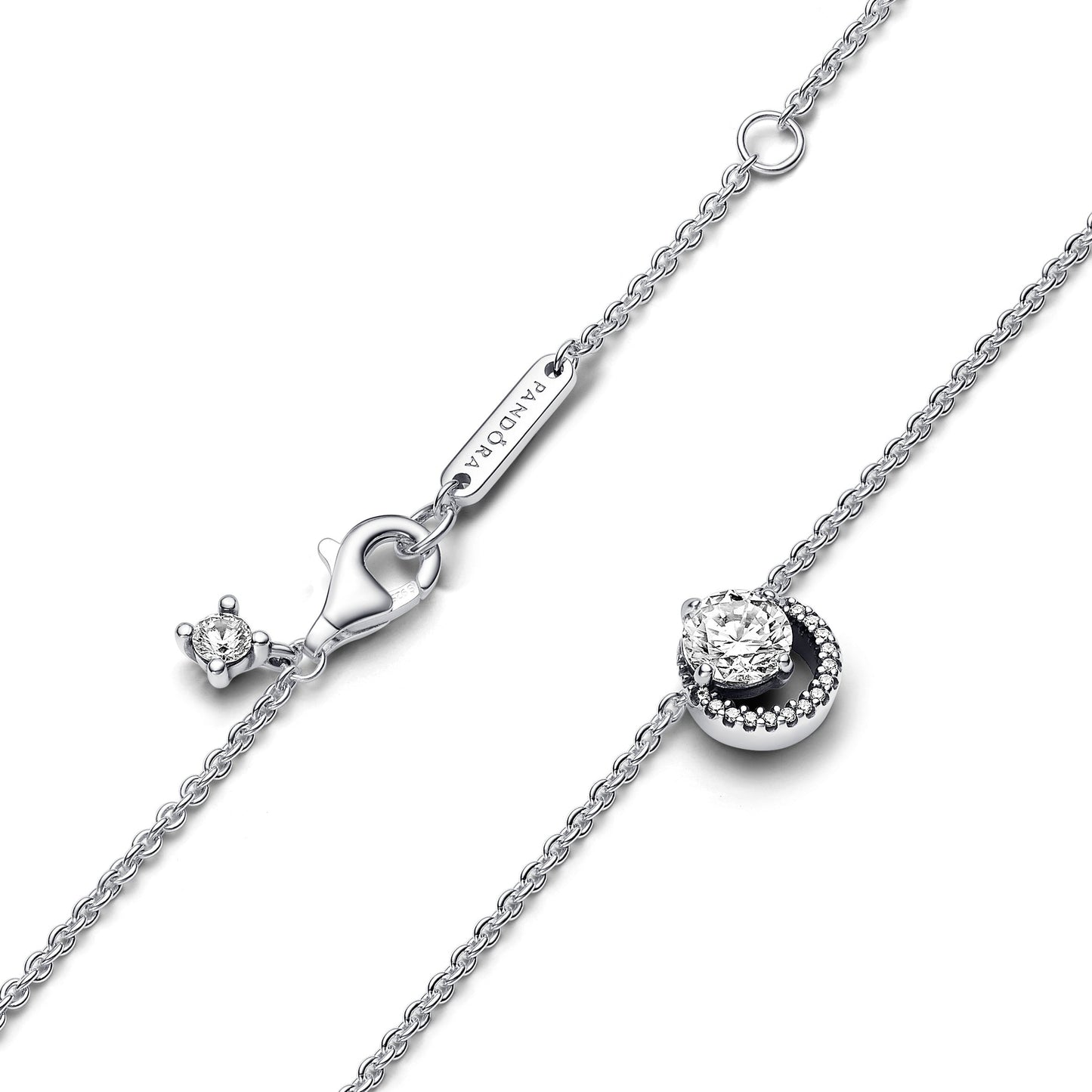 Sparkling Round Halo Pendant Collier Necklace Premium Fashion Jewelry Gift Collection