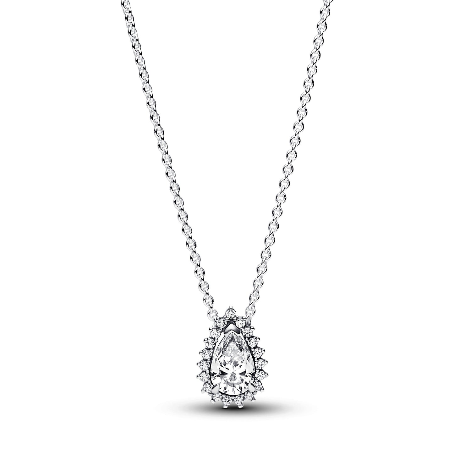Sparkling Pear Halo Collier Necklace Premium Fashion Jewelry Gift Collection