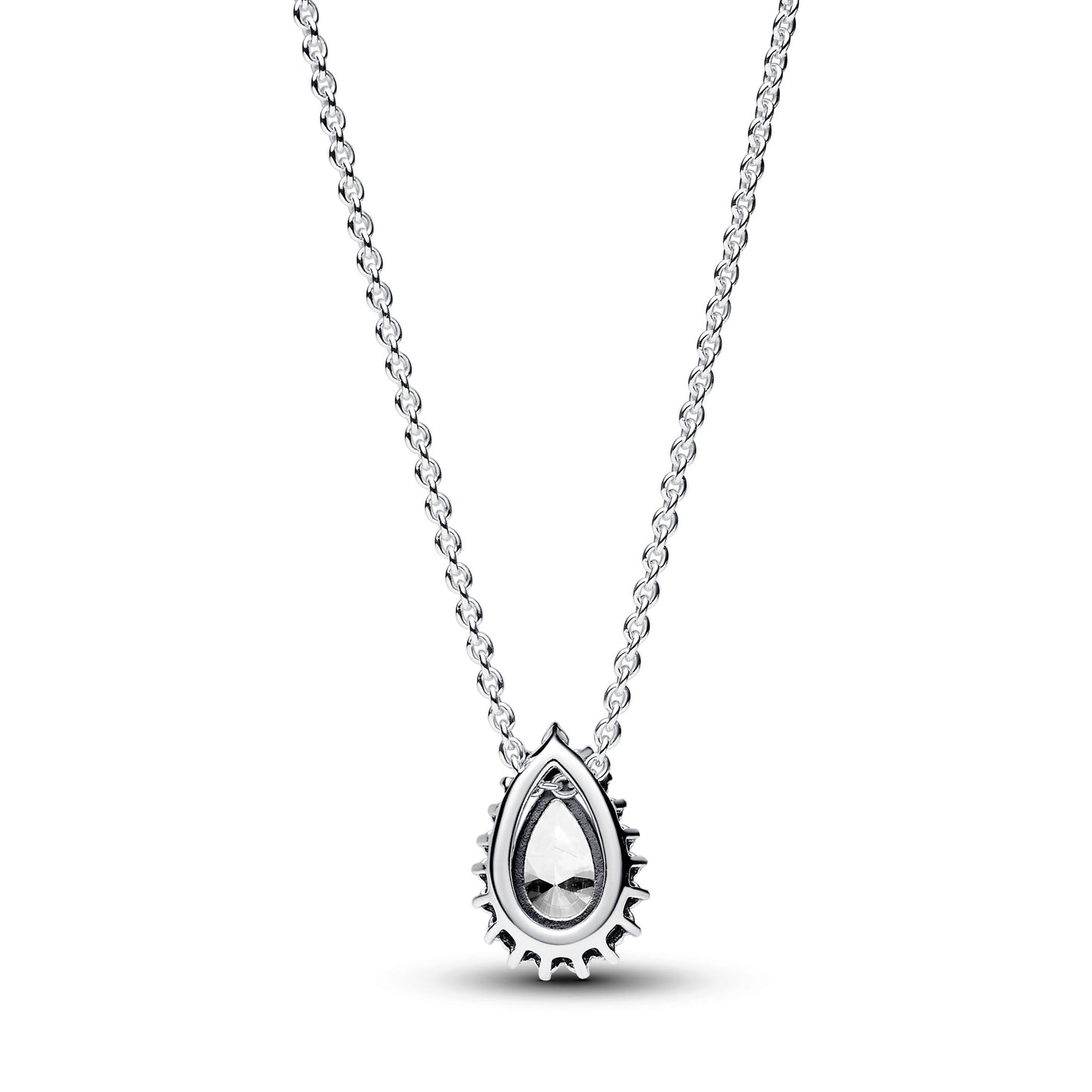 Sparkling Pear Halo Collier Necklace Premium Fashion Jewelry Gift Collection