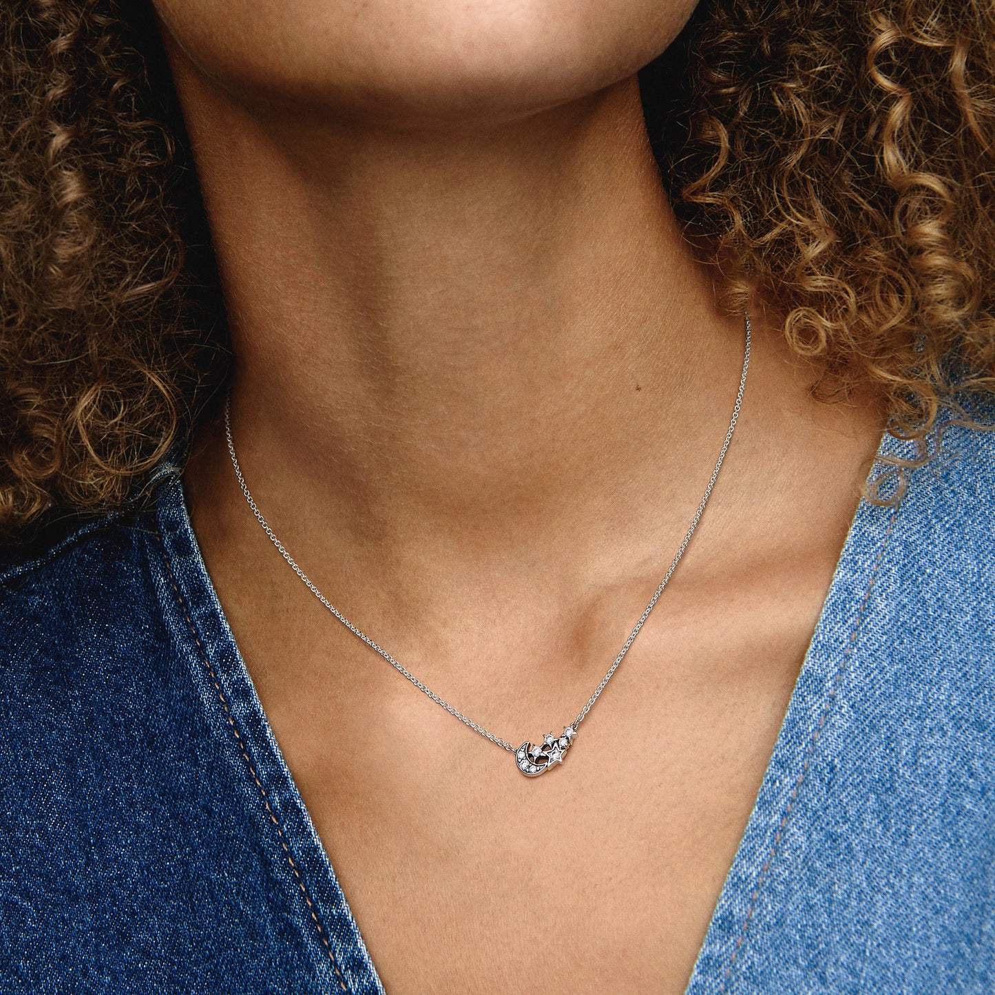 Sparkling Moon & Star Collier Necklace Premium Fashion Jewelry Gift Collection