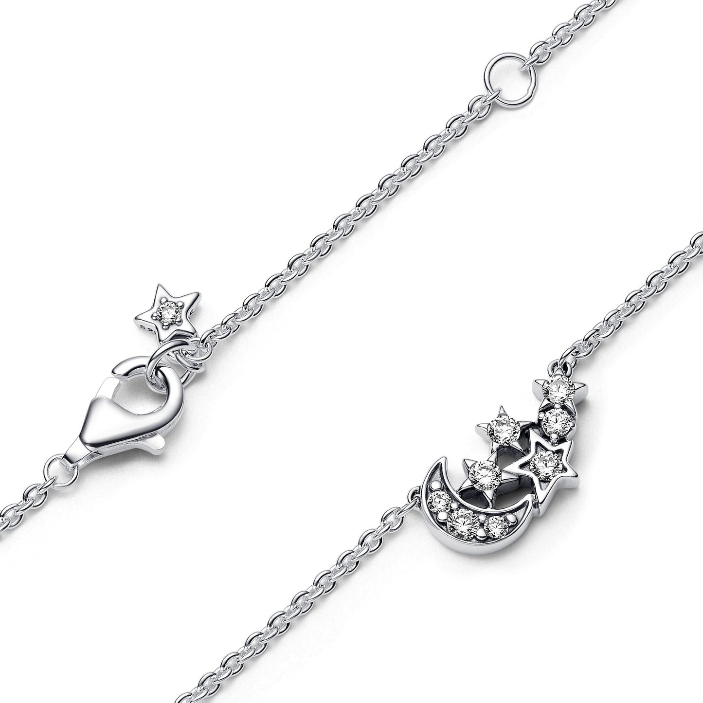 Sparkling Moon & Star Collier Necklace Premium Fashion Jewelry Gift Collection
