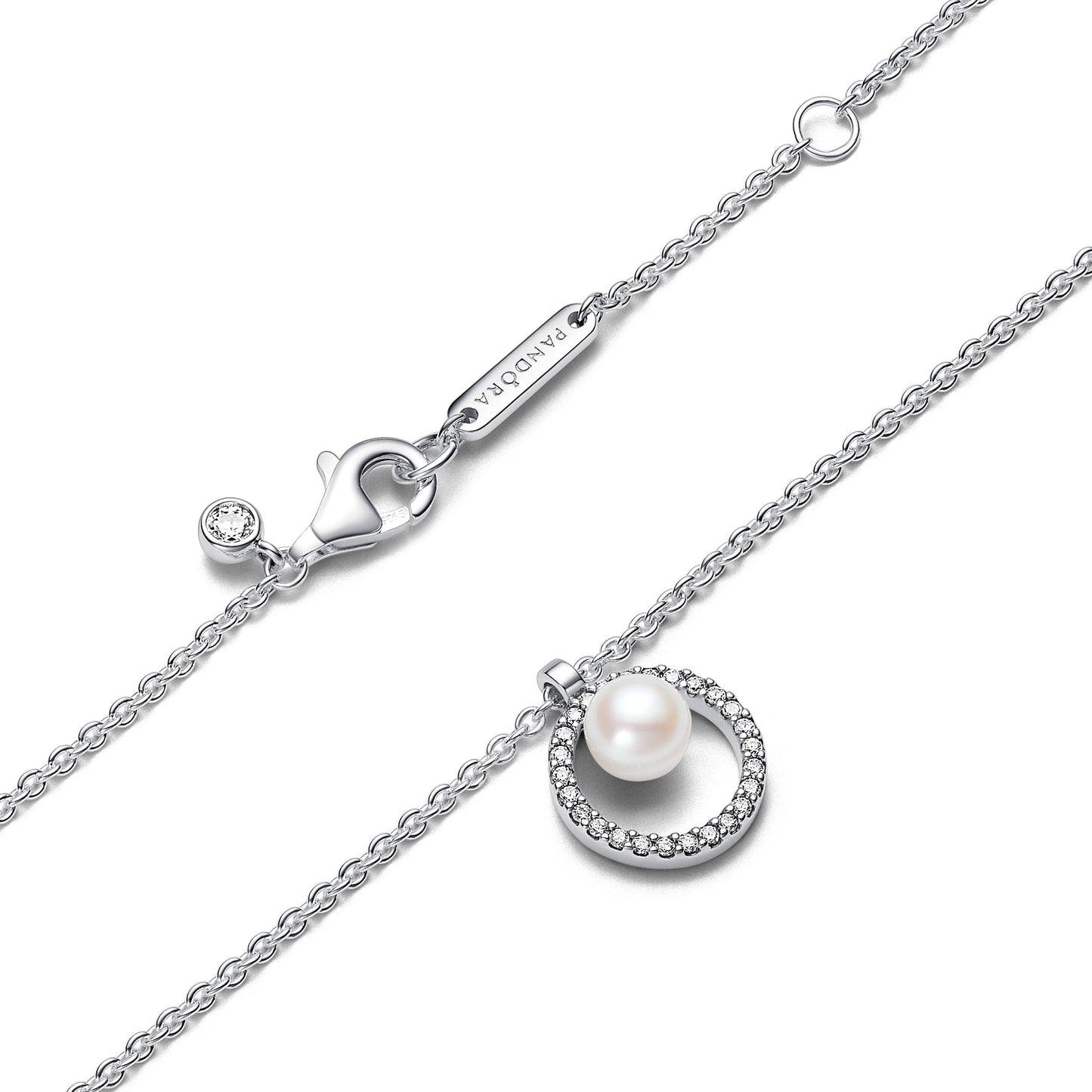 Treated Freshwater Cultured Pearl & Pavé Collier Necklace Premium Fashion Jewelry Gift Collection