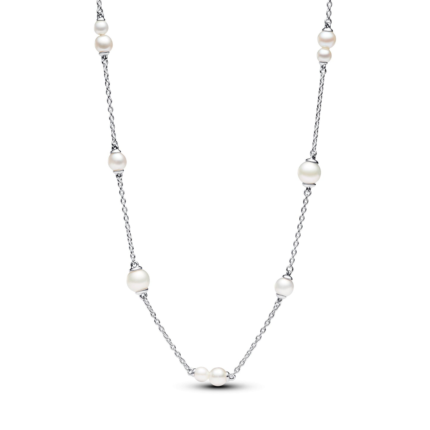 Treated Freshwater Cultured Pearl Station Chain Necklace Premium Fashion Jewelry Gift Collection