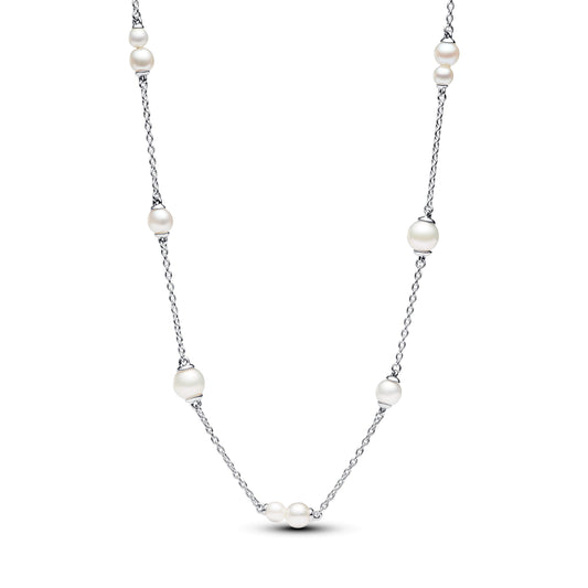 Treated Freshwater Cultured Pearl Station Chain Necklace Premium Fashion Jewelry Gift Collection