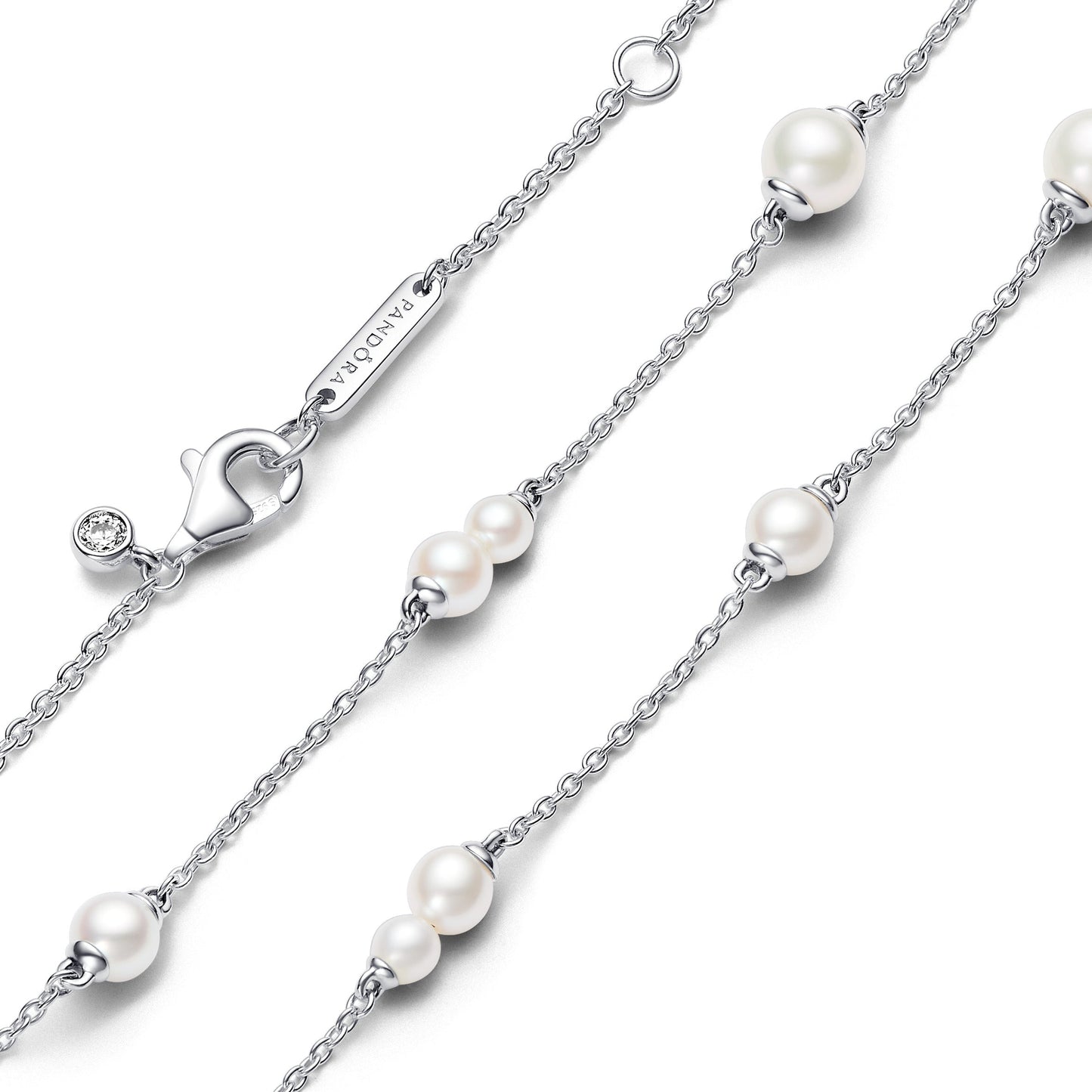 Treated Freshwater Cultured Pearl Station Chain Necklace Premium Fashion Jewelry Gift Collection