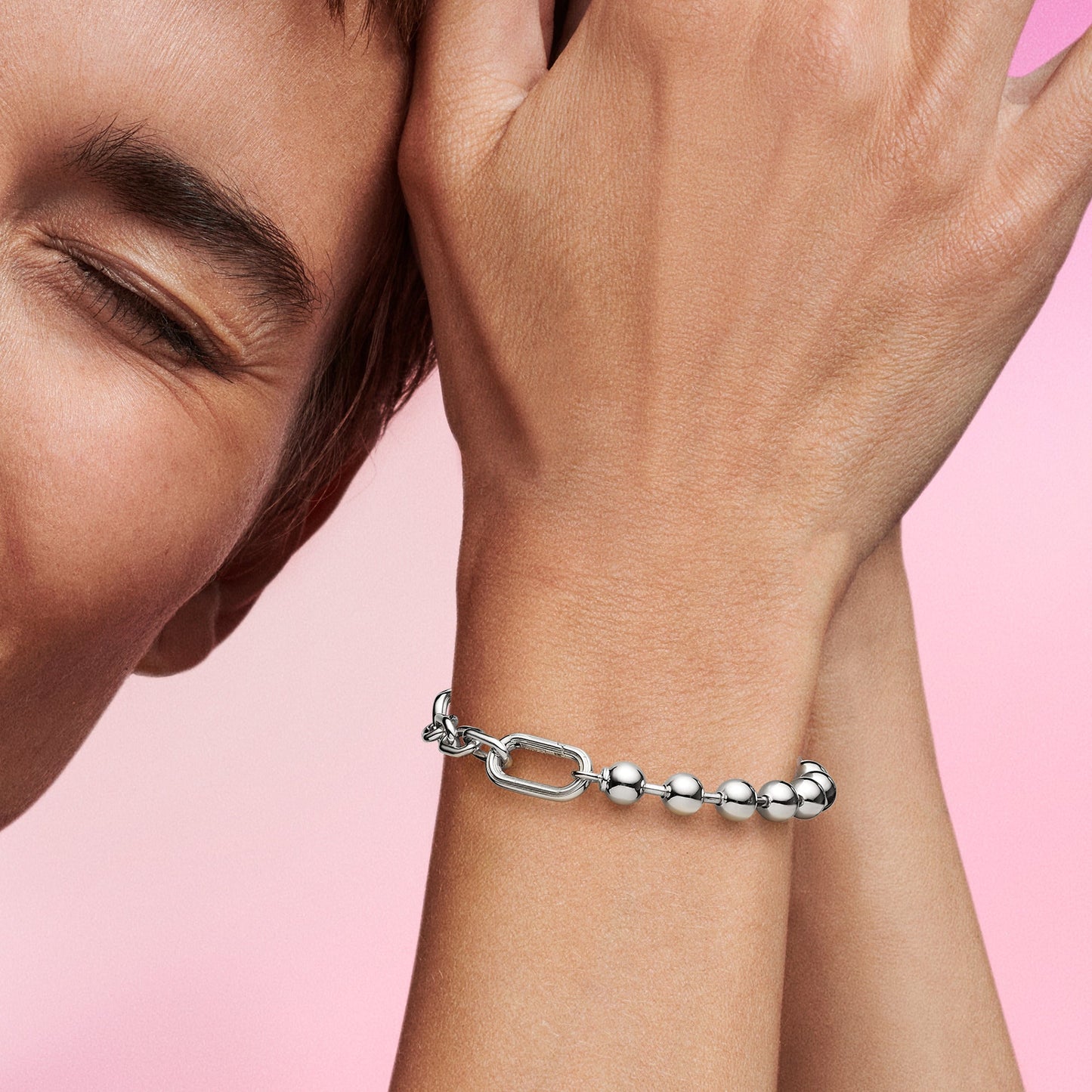 Pandora ME Metal Bead & Link Chain Bracelet Premium Fashion Jewelry Gift Collection
