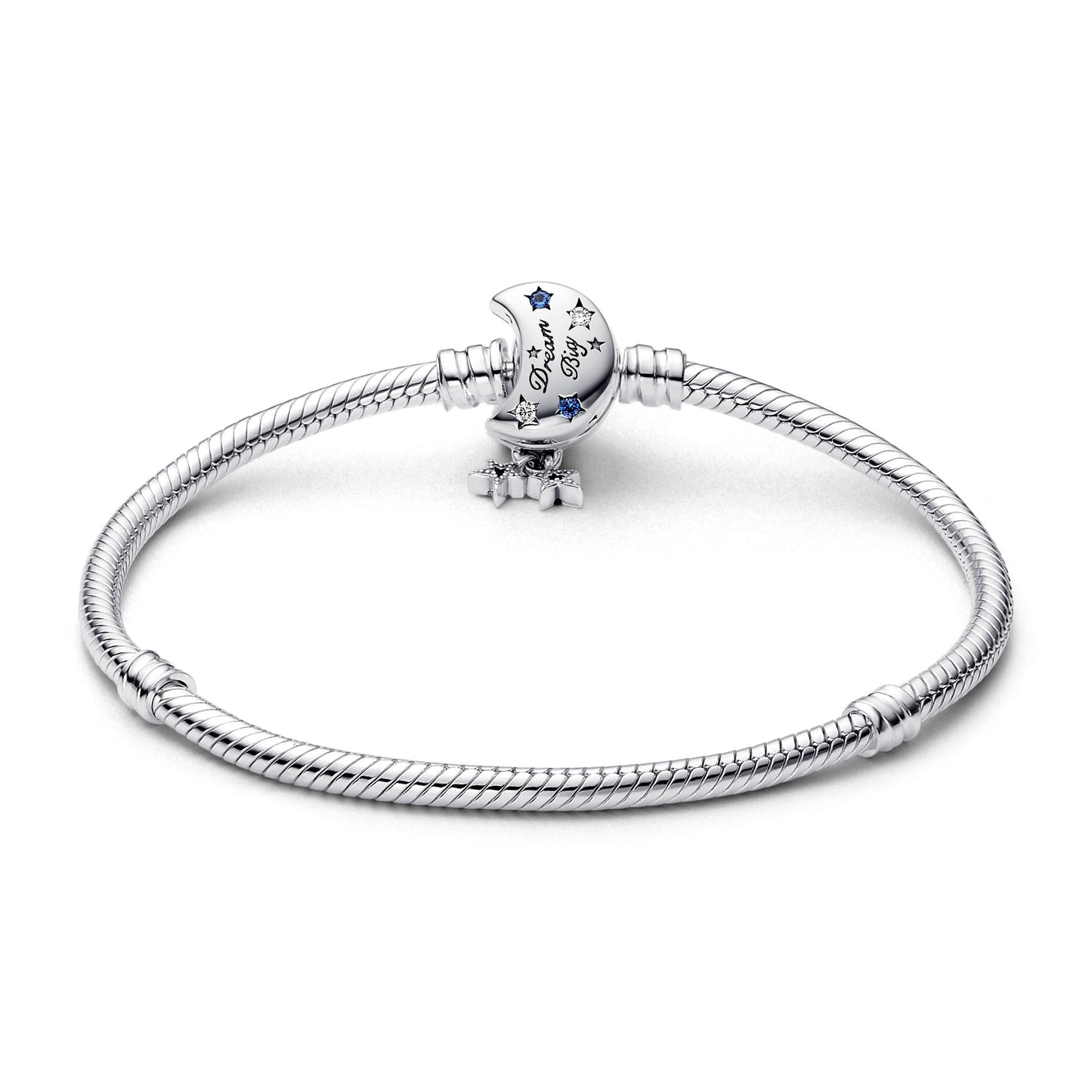 Pandora Moments Sparkling Moon Clasp Snake Chain Bracelet Premium Fashion Jewelry Gift Collection