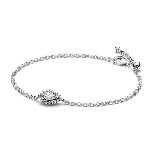 Sparkling Pear Halo Chain Bracelet Premium Fashion Jewelry Gift Collection
