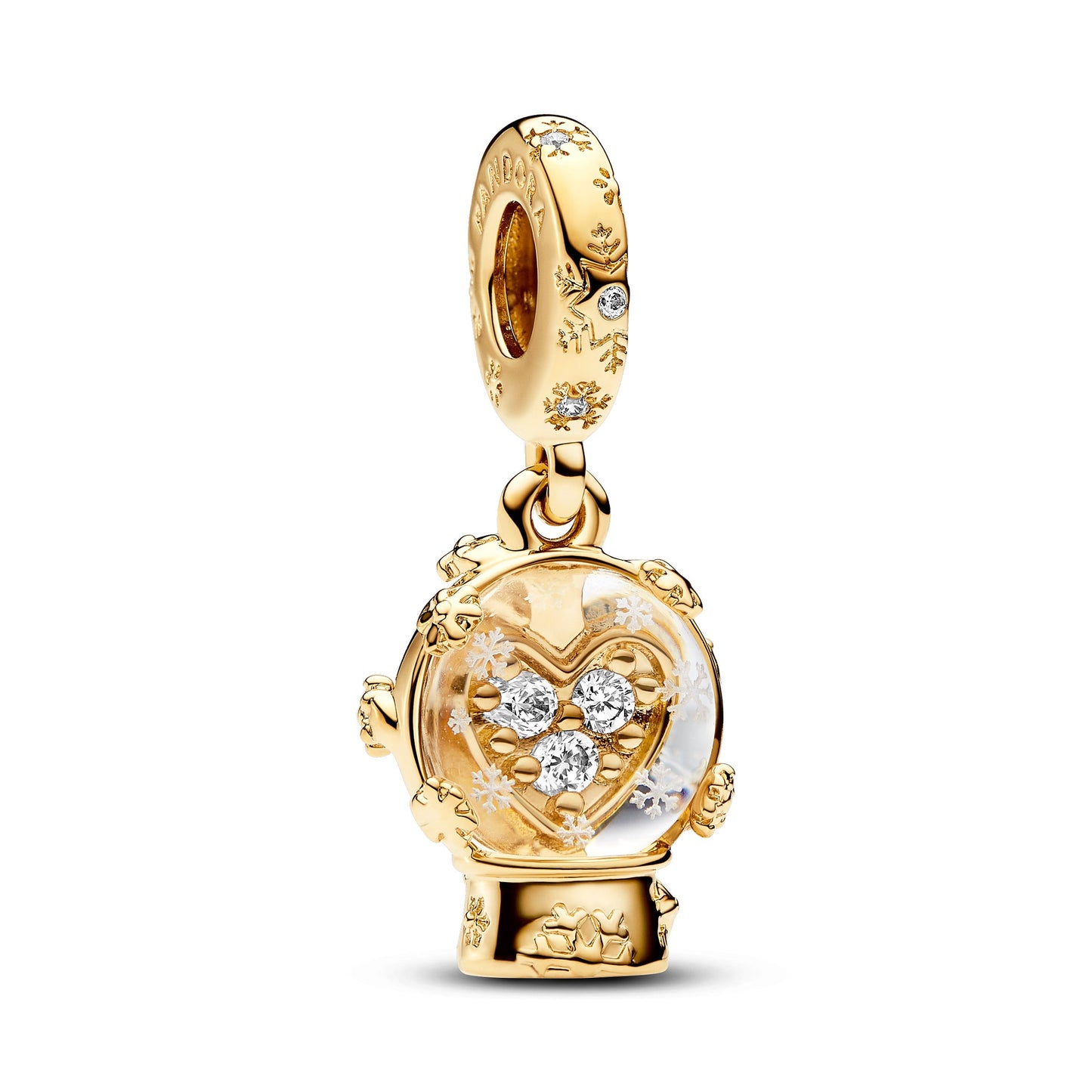 Heart Snowflake Snow Globe Dangle Charm Premium Fashion Jewelry Gift Collection