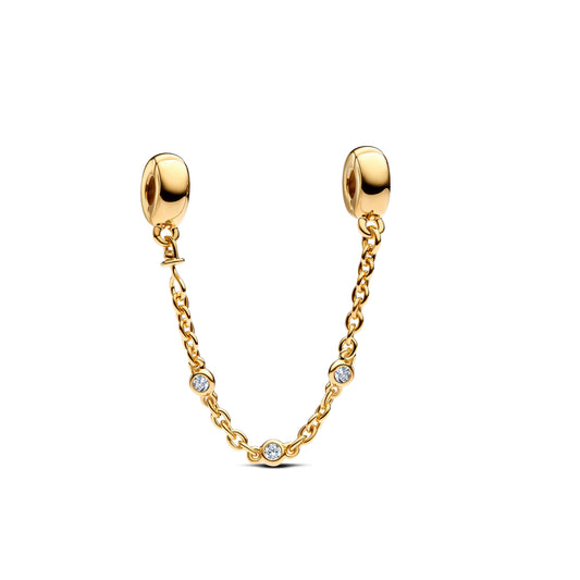 Triple Clear Stone Safety Chain Premium Fashion Jewelry Gift Collection