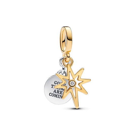 Engravable North Star Lab-grown Diamond Dangle Charm Premium Fashion Jewelry Gift Collection