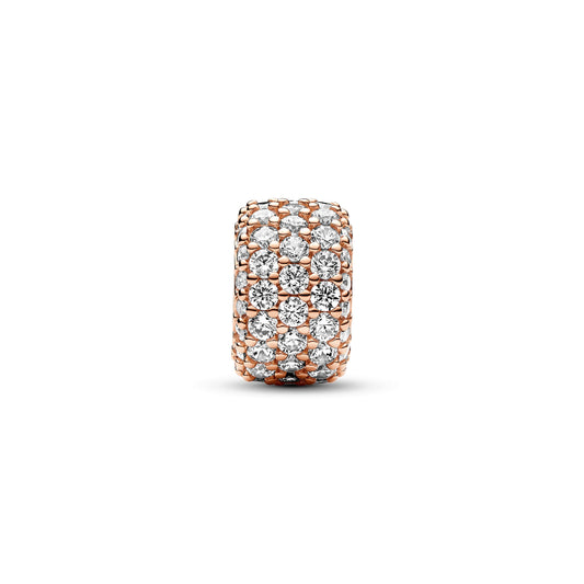 Sparkling Pavé Triple-row Charm in 14k Rose Gold-Plated Premium Fashion Jewelry Gift Collection