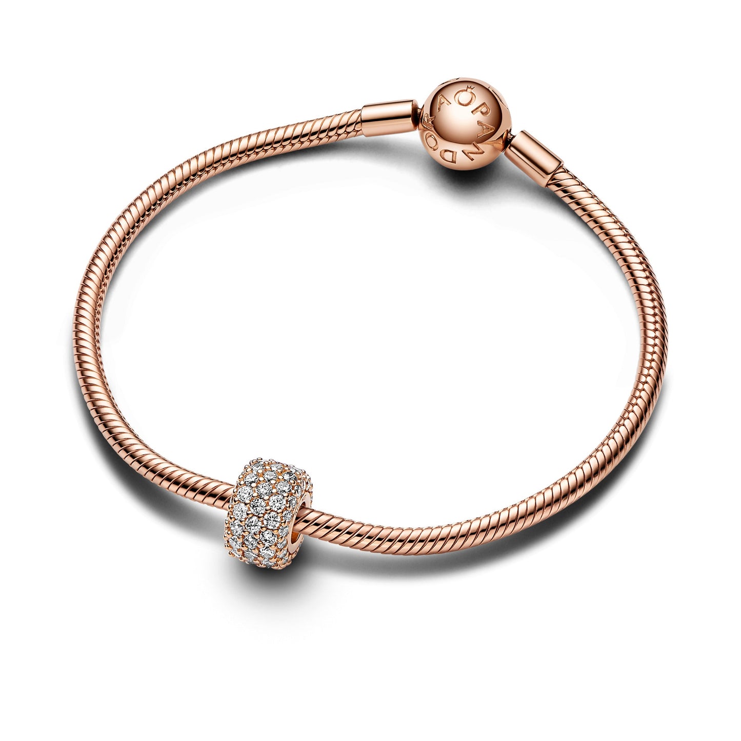 Sparkling Pavé Triple-row Charm in 14k Rose Gold-Plated Premium Fashion Jewelry Gift Collection