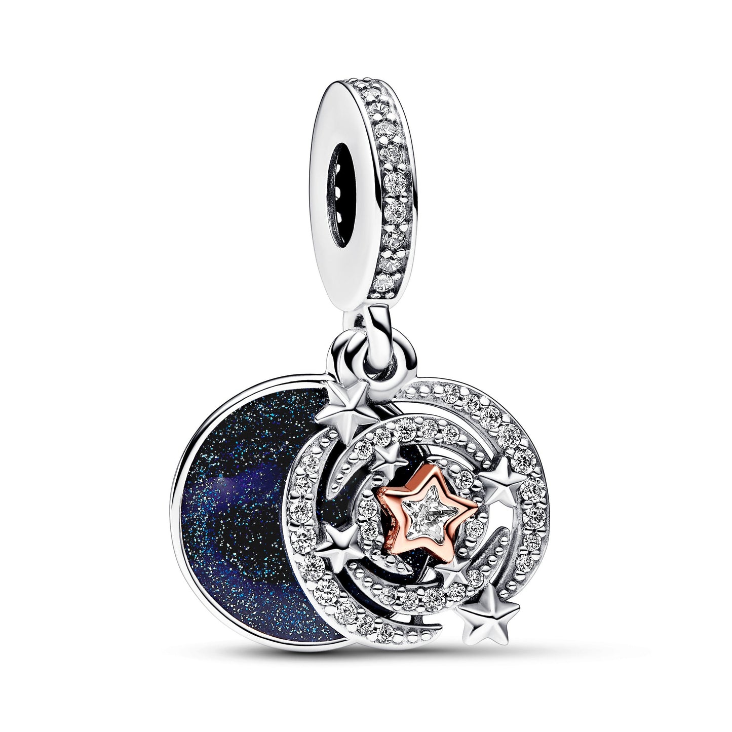 Two-tone Shooting Star Double Dangle Charm Premium Fashion Jewelry Gift Collection