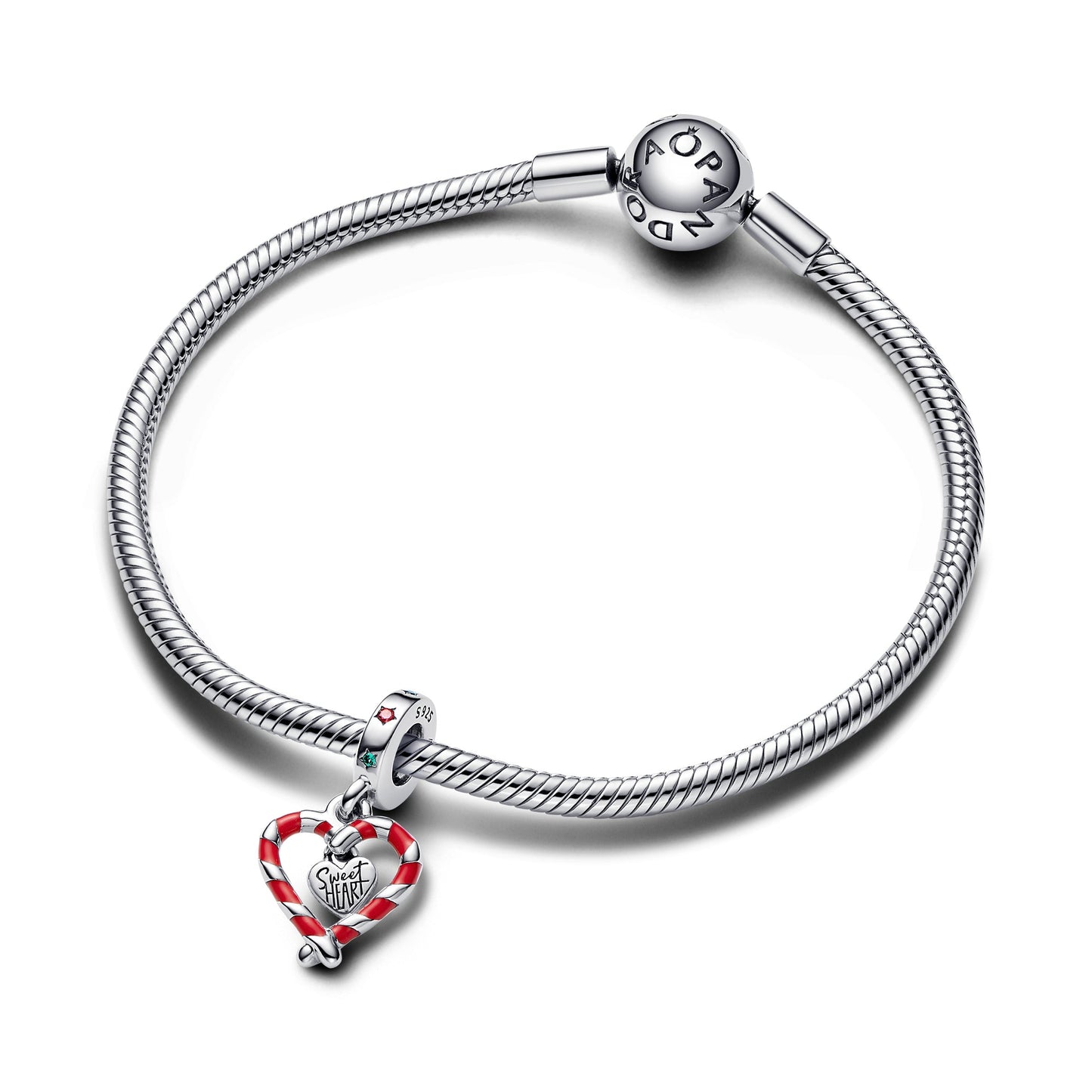 Double Candy Cane Heart Christmas Dangle Charm Premium Fashion Jewelry Gift Collection