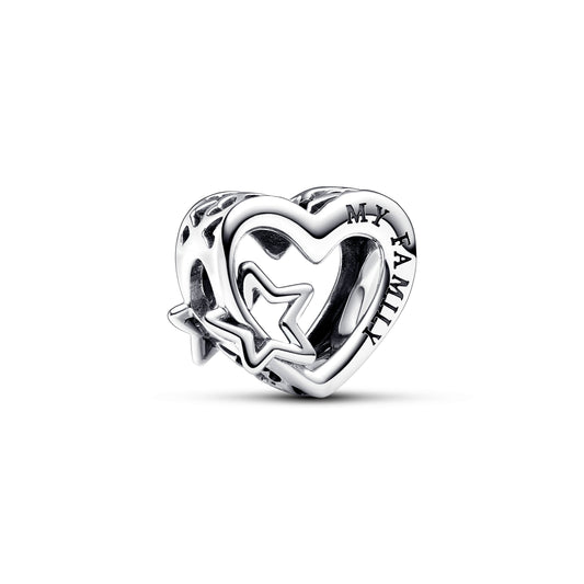Openwork Family Heart & Star Charm Premium Fashion Jewelry Gift Collection