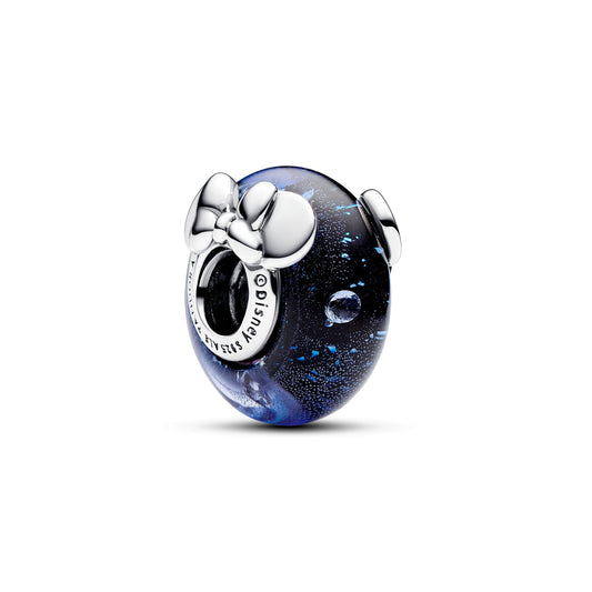 Disney Mickey Mouse & Minnie Mouse Blue Murano Glass Charm Premium Fashion Jewelry Gift Collection