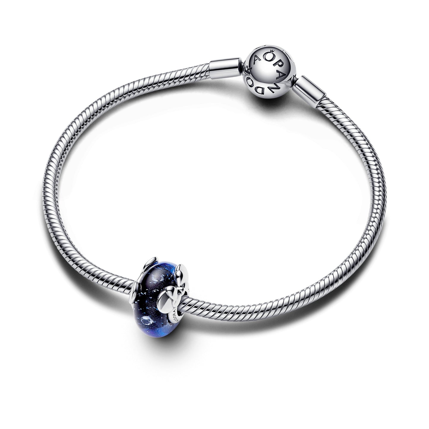 Disney Mickey Mouse & Minnie Mouse Blue Murano Glass Charm Premium Fashion Jewelry Gift Collection
