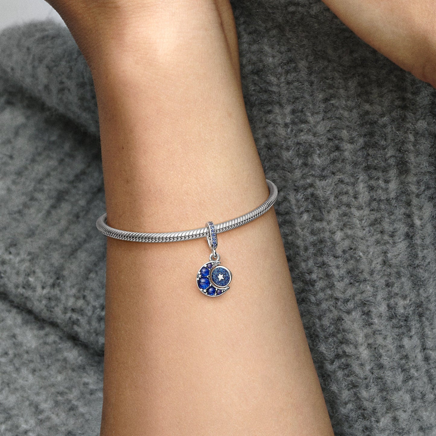 Sparkling Moon Spinning Dangle Charm Premium Fashion Jewelry Gift Collection