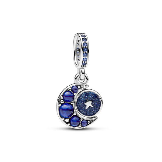 Sparkling Moon Spinning Dangle Charm Premium Fashion Jewelry Gift Collection