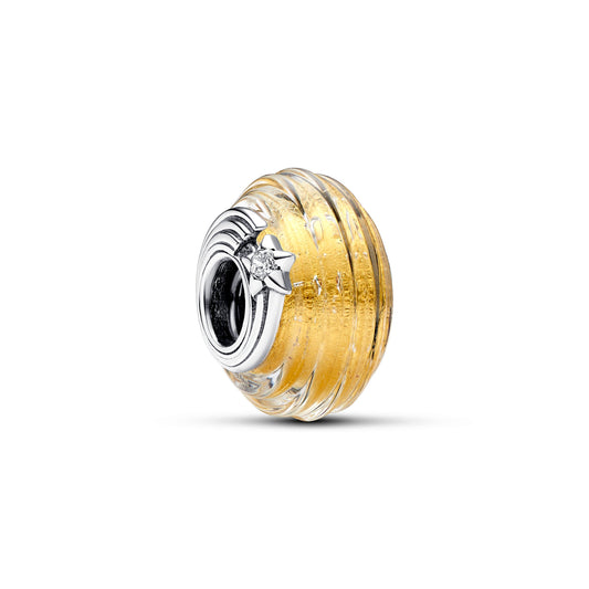 Shooting Star Grooved Murano Glass Charm Premium Fashion Jewelry Gift Collection