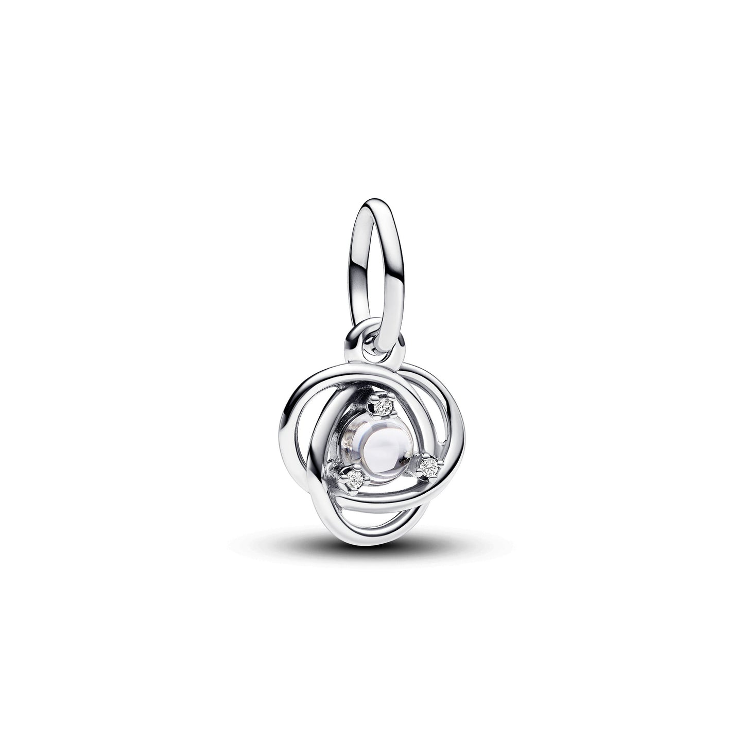April Clear Eternity Circle Dangle Charm Premium Fashion Jewelry Gift Collection