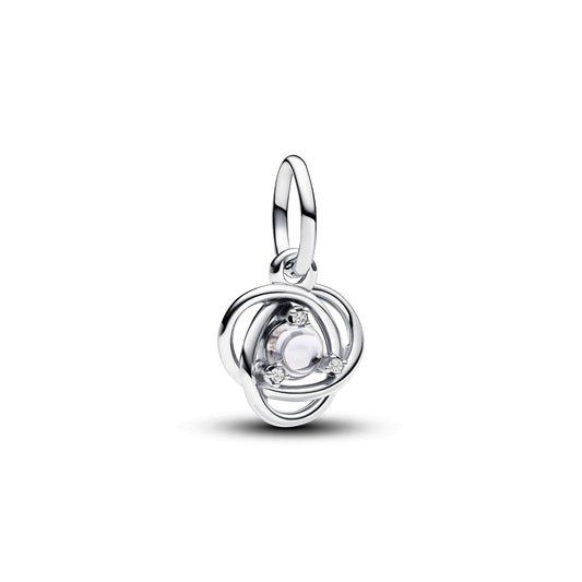 April Clear Eternity Circle Dangle Charm Premium Fashion Jewelry Gift Collection