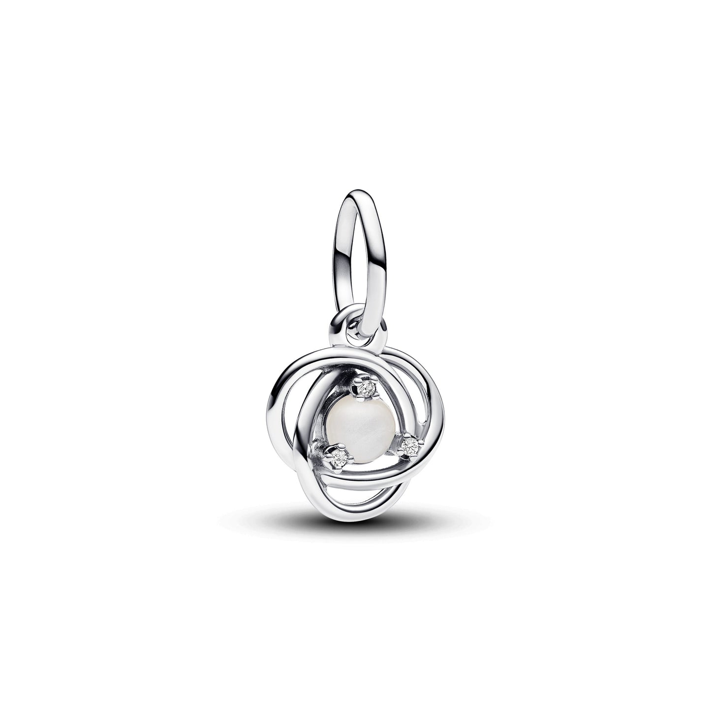 June White Eternity Circle Dangle Charm Premium Fashion Jewelry Gift Collection