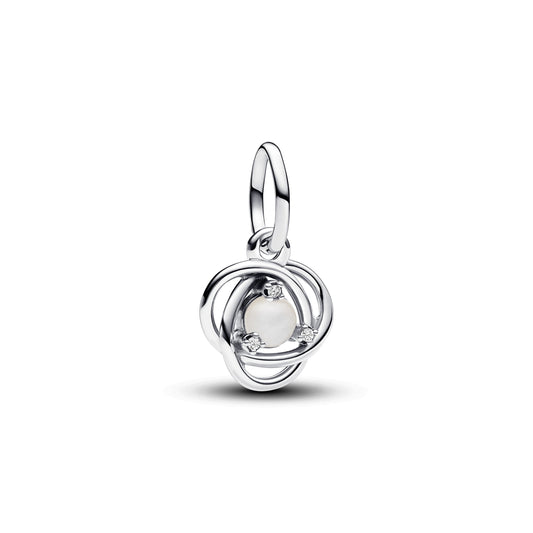 June White Eternity Circle Dangle Charm Premium Fashion Jewelry Gift Collection