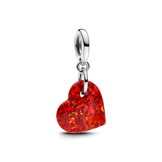 Opalescent Red Heart Dangle Charm Premium Fashion Jewelry Gift Collection
