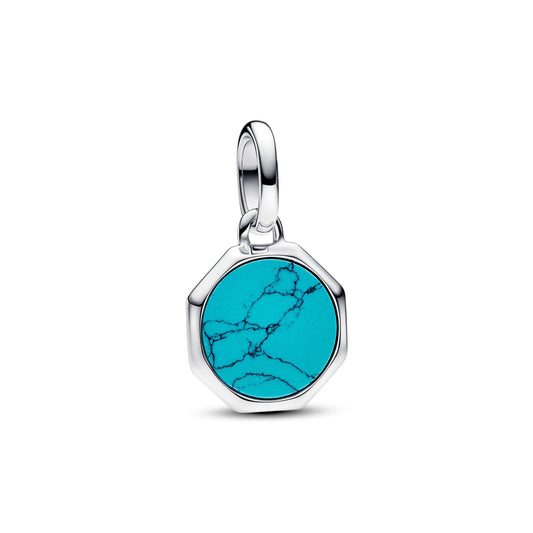Turquoise-coloured Engravable Mini Medallion Charm Premium Fashion Jewelry Gift Collection