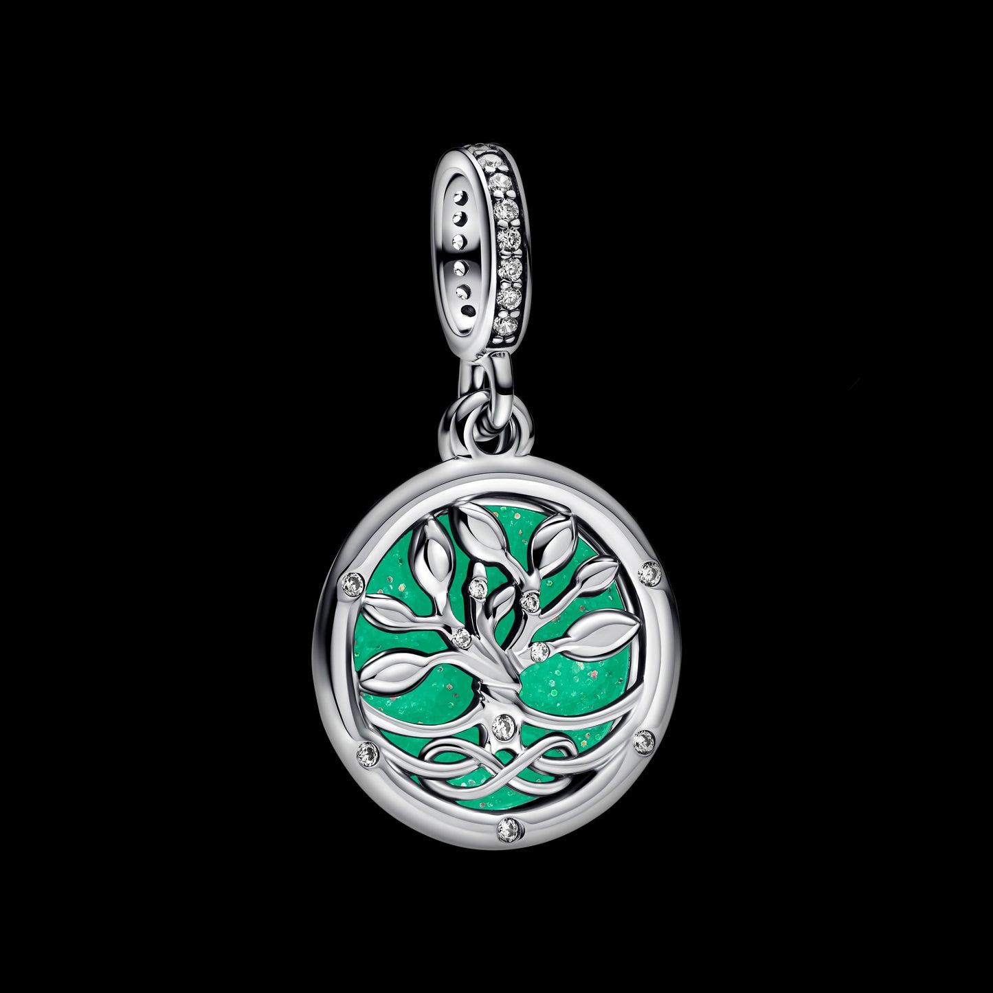 Glow-in-the-dark Infinity Tree Double Dangle Charm Premium Fashion Jewelry Gift Collection