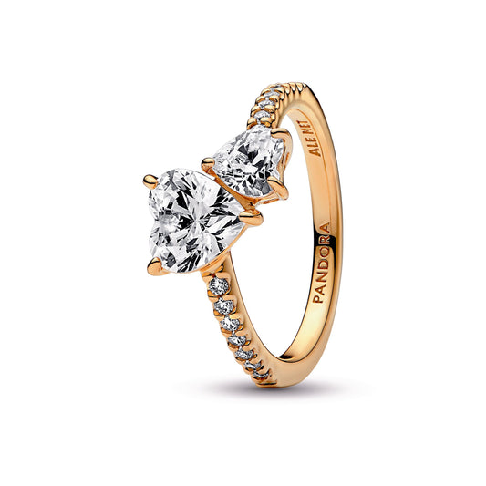 Double Heart Sparkling Ring Popular Style Premium Collection