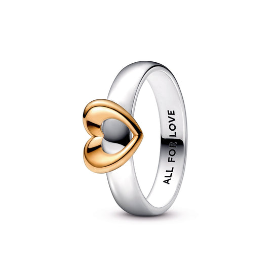 Radiant Two-tone Sliding Heart Ring Popular Style Premium Collection