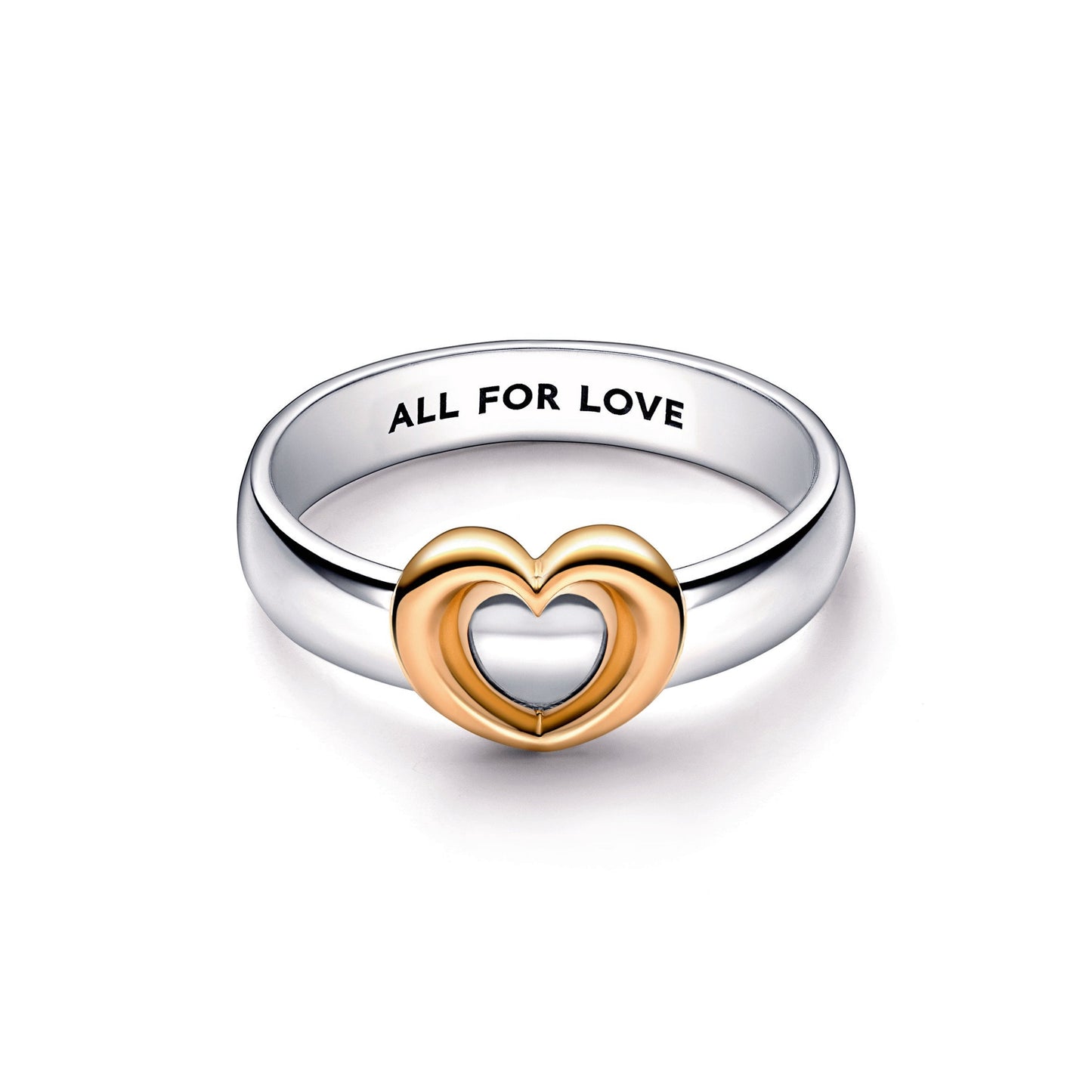 Radiant Two-tone Sliding Heart Ring Popular Style Premium Collection