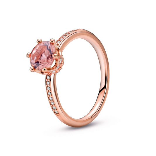 Pink Sparkling Crown Solitaire Ring Popular Style Premium Collection